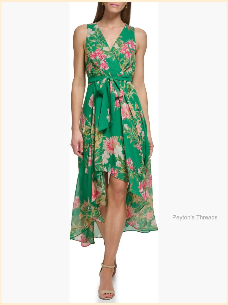 Elegant A-Line V-Neck Floral Print Maxi Dress With Zipper Closure